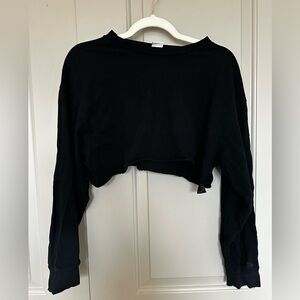 TNA Aritzia Black Cropped Long Sleeve Top
